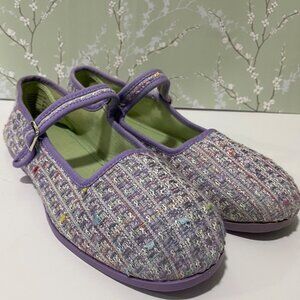 Montego Bay Club Purple Tweed Mary Jane Flats Size 6 Womens Shoes